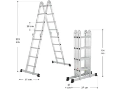 Juskys Aluminium Multifunktionsleiter 4,7m Tragfähigkeit bis 150 kg