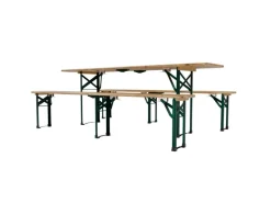 Juskys Bierzeltgarnitur Passau 3 teilig klappbar mit lackiertem Tannenholz 220 cm
