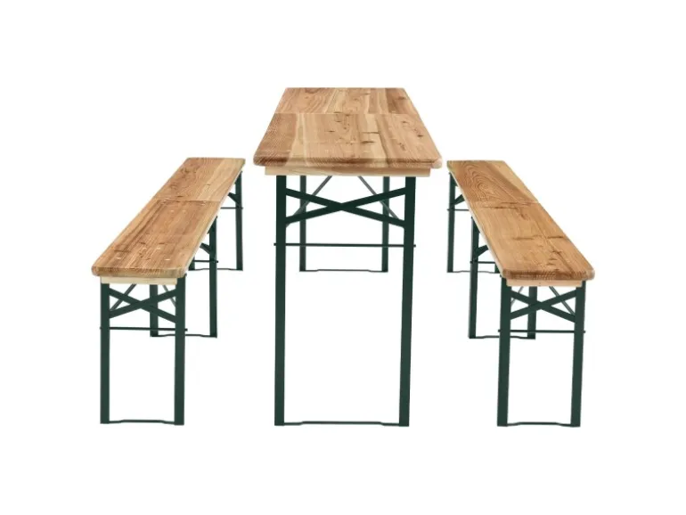 Juskys Bierzeltgarnitur Passau 3 teilig klappbar mit lackiertem Tannenholz 220 cm