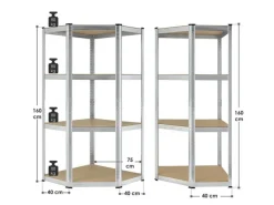 Juskys Eckregal Lagerregal Corner Easy 160 x 75 x 40 bis 75 cm