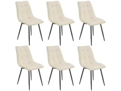 Juskys Esszimmerstuhl Blanca 6er Set mit Samt Beige
