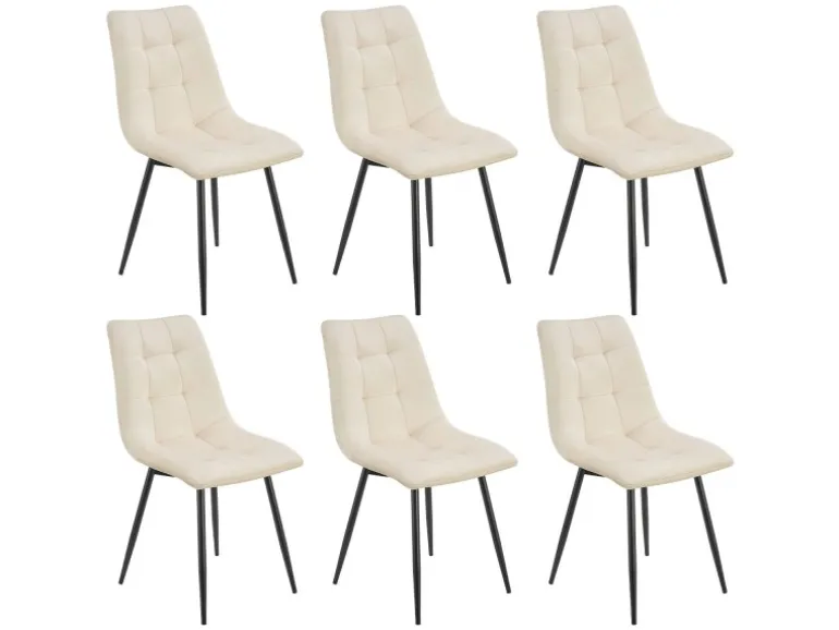 Juskys Esszimmerstuhl Blanca 6er Set mit Samt Beige