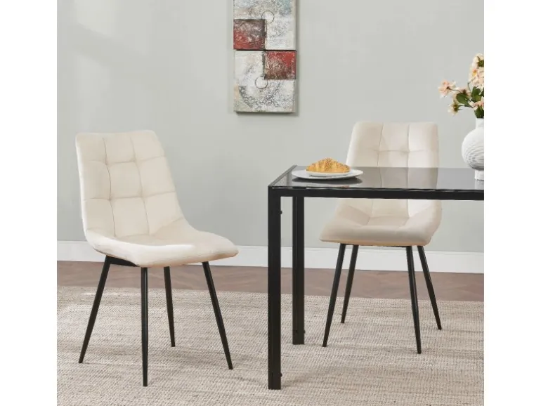 Juskys Esszimmerstuhl Blanca 6er Set mit Samt Beige