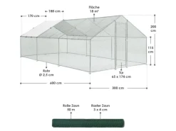 Juskys Freilaufgehege HLS25T 3x6x2m