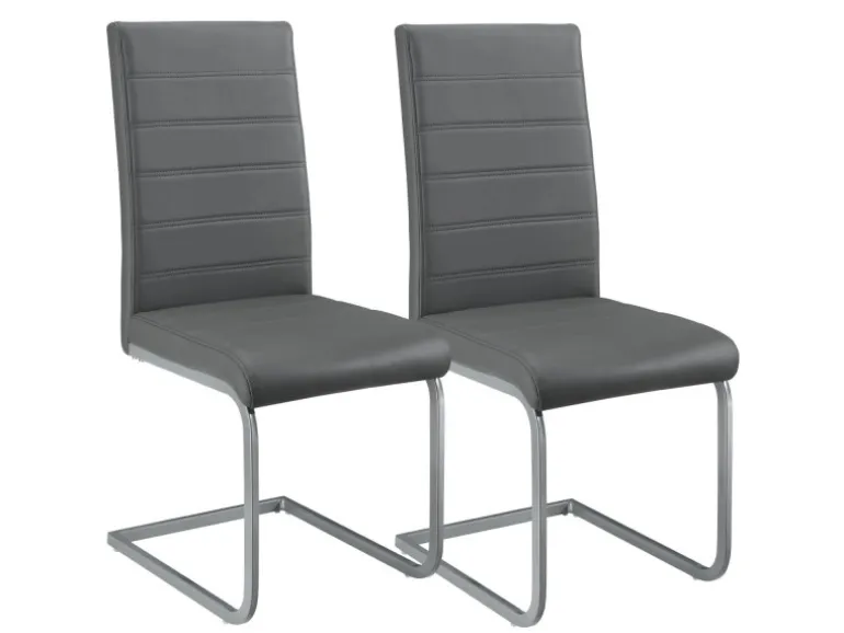 Juskys Freischwinger Stuhl Vegas 2er Set aus Kunstleder Grau