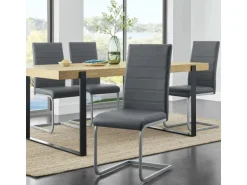 Juskys Freischwinger Stuhl Vegas 2er Set aus Kunstleder Grau