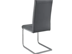 Juskys Freischwinger Stuhl Vegas 2er Set aus Kunstleder Grau