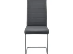 Juskys Freischwinger Stuhl Vegas 2er Set aus Kunstleder Grau