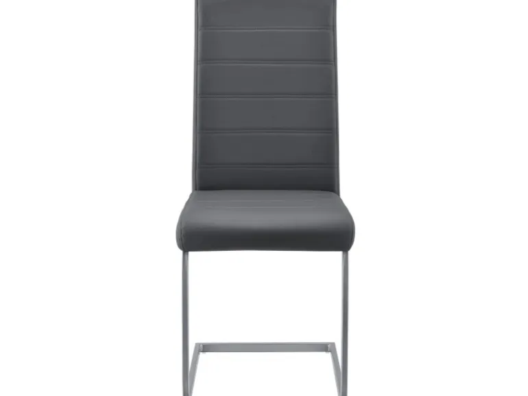 Juskys Freischwinger Stuhl Vegas 2er Set aus Kunstleder Grau