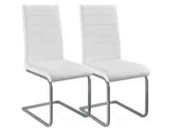 Juskys Freischwinger Stuhl Vegas 2er Set aus Kunstleder Weiß