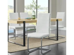 Juskys Freischwinger Stuhl Vegas 2er Set aus Kunstleder Weiß