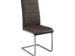 Juskys Freischwinger Stuhl Vegas 4er Set aus Kunstleder Braun
