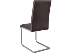 Juskys Freischwinger Stuhl Vegas 4er Set aus Kunstleder Braun