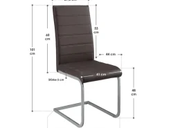 Juskys Freischwinger Stuhl Vegas 4er Set aus Kunstleder Braun