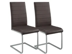 Juskys Freischwinger Stuhl Vegas 2er Set aus Kunstleder Braun