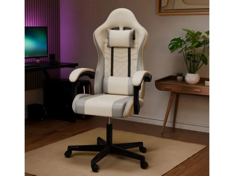 Juskys Gamingstuhl HyperSeat Beige/Hellgrau