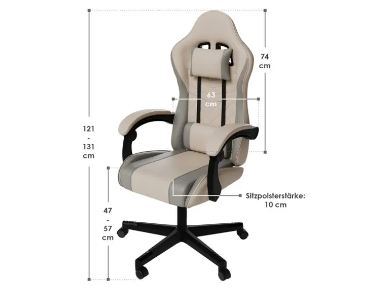 Juskys Gamingstuhl HyperSeat Beige/Hellgrau