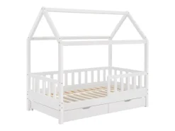 Juskys Kinderbett Marli 80 x 160 cm mit Bettkasten Weiß
