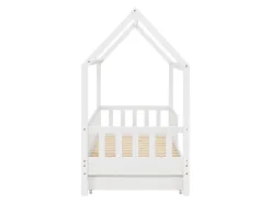 Juskys Kinderbett Marli 80 x 160 cm mit Bettkasten Weiß