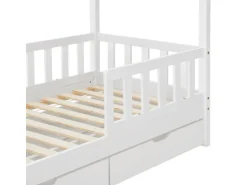 Juskys Kinderbett Marli 80 x 160 cm mit Bettkasten Weiß