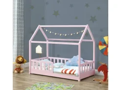 Juskys Kinderbett Marli 80 x 160 cm mit Matratze Rosa