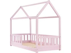 Juskys Kinderbett Marli 80 x 160 cm mit Matratze Rosa