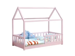 Juskys Kinderbett Marli 80 x 160 cm mit Matratze Rosa