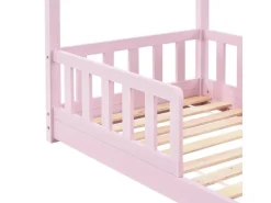 Juskys Kinderbett Marli 80 x 160 cm mit Matratze Rosa