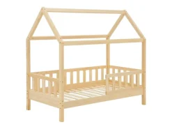 Juskys Kinderbett Marli 80 x 160 cm mit Bettkasten und Matratze Natur