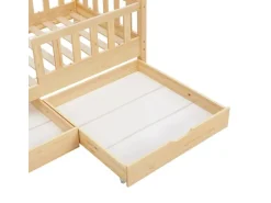 Juskys Kinderbett Marli 80 x 160 cm mit Bettkasten und Matratze Natur