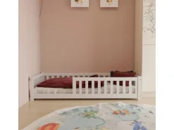 Juskys Kinderbett Naya 80 x 160 cm mit Matratze Weiß