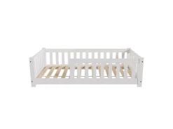 Juskys Kinderbett Naya 80 x 160 cm mit Matratze Weiß
