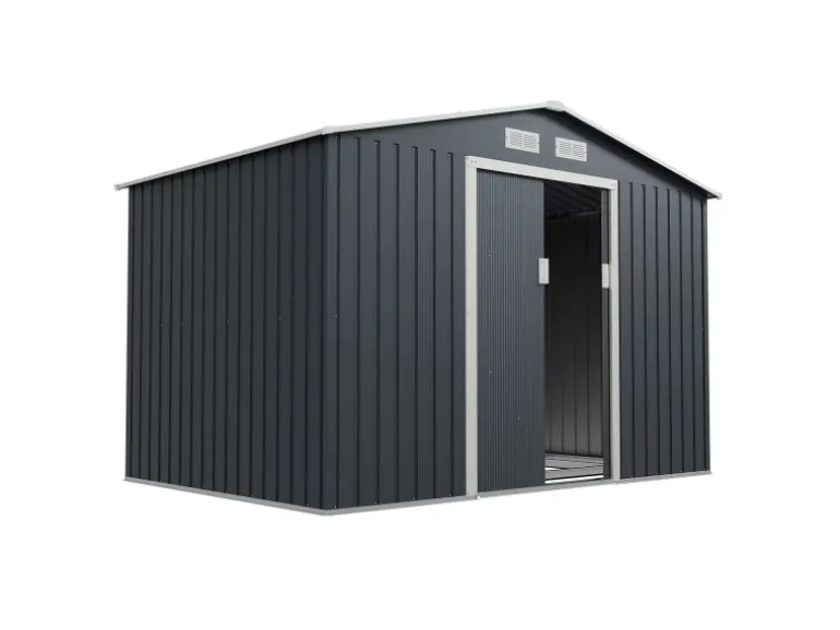 Juskys Metall Geräteschuppen Gerätehaus XL mit Satteldach in Anthrazit