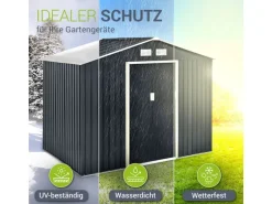 Juskys Metall Geräteschuppen Gerätehaus XL mit Satteldach in Anthrazit