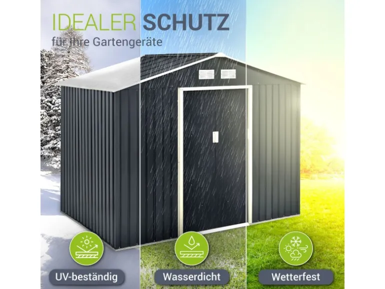 Juskys Metall Geräteschuppen Gerätehaus XL mit Satteldach in Anthrazit