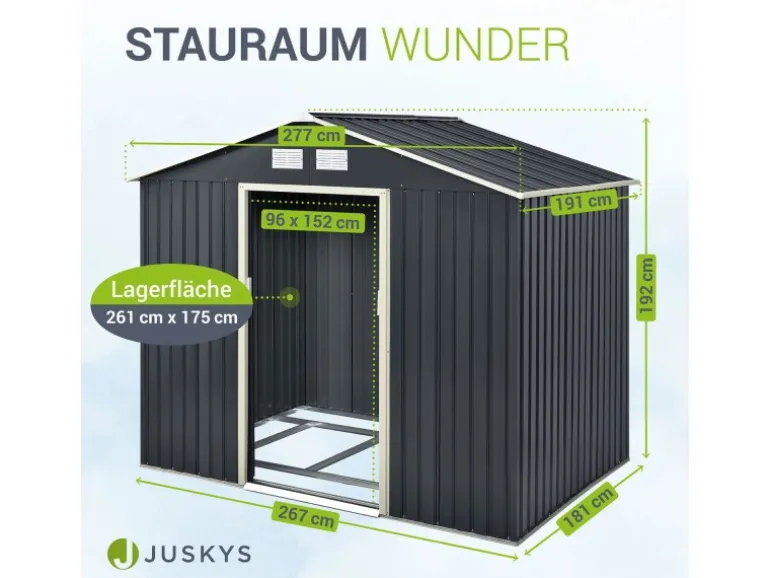 Juskys Metall Geräteschuppen Gerätehaus XL mit Satteldach in Anthrazit