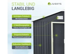 Juskys Metall Geräteschuppen Gerätehaus XL mit Satteldach in Anthrazit
