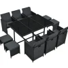 Juskys Polyrattan Essgruppe Baracoa XL 11 Teilig Schwarz