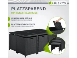Juskys Polyrattan Essgruppe Baracoa XL 11 Teilig Schwarz