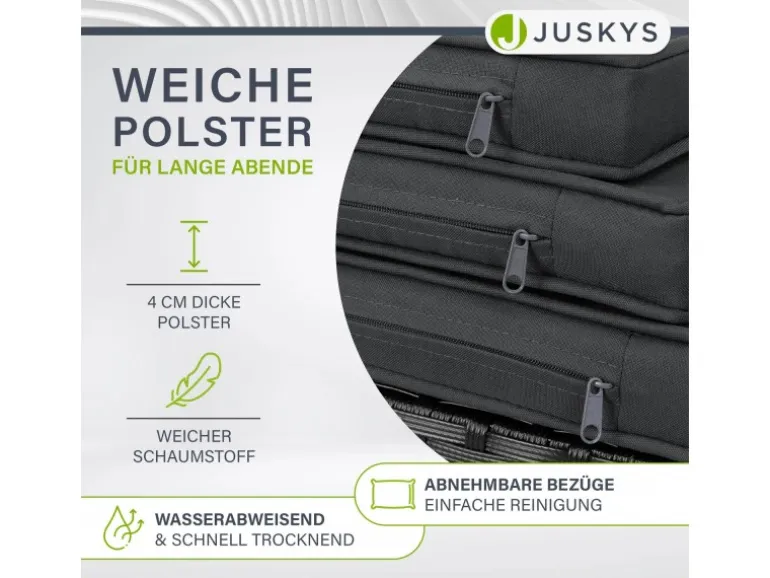 Juskys Polyrattan Essgruppe Baracoa XL 11 Teilig Schwarz