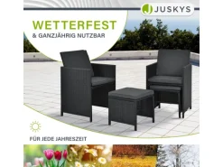 Juskys Polyrattan Essgruppe Baracoa XL 11 Teilig Schwarz