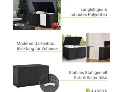 Juskys Polyrattan Gartenmöbel Auflagenbox Ikaria mit Innenplane in Schwarz