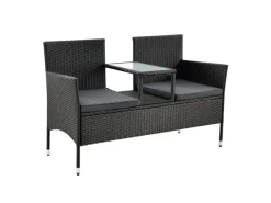 Juskys Polyrattan Gartenmöbel Sitzgruppe Monaco in Schwarz und Dunkelgraue Bezüge