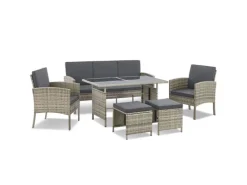 Juskys Polyrattan Gartenmöbel Sitzgruppe Turin Grau Meliert