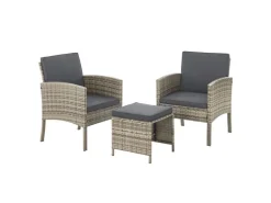 Juskys Polyrattan Gartenmöbel Sitzgruppe Turin Grau Meliert