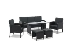 Juskys Polyrattan Gartenmöbel Sitzgruppe Turin Schwarz
