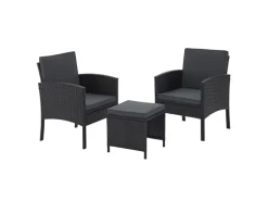 Juskys Polyrattan Gartenmöbel Sitzgruppe Turin Schwarz