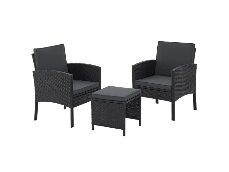Juskys Polyrattan Gartenmöbel Sitzgruppe Turin Schwarz