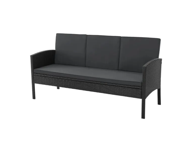 Juskys Polyrattan Gartenmöbel Sitzgruppe Turin Schwarz