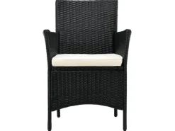 Juskys Polyrattan Gartenmöbel Balkon Set Bayamo in Schwarz mit Bezügen in Beige